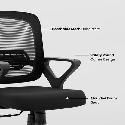 Align Cherry Ergonomic Office Chair | Mesh Back | Lumbar Support | Adjustable Height | 360° Swivel | Home & Office